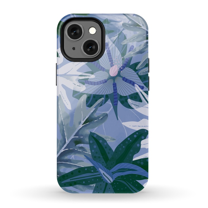 iPhone 13 mini StrongFit Blue Purple Aloha Tropical Jungle  by  Utart