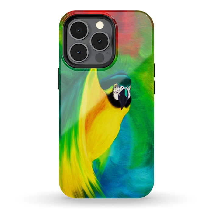 iPhone 13 pro StrongFit Macaw Parrot Ara Oil on Canvas Painting  by BluedarkArt