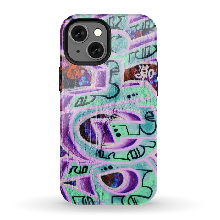 iPhone 13 mini StrongFit Graffiti Art Pink And Green by Andrea Haase