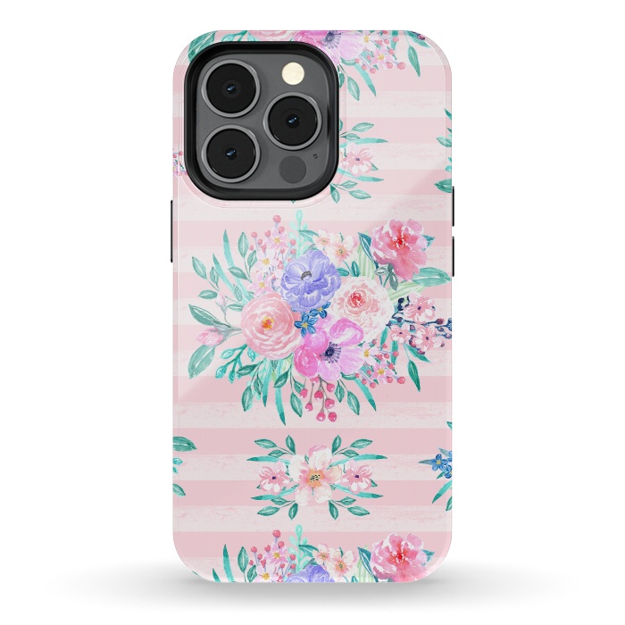 iPhone 13 pro StrongFit Beautiful watercolor garden floral paint by InovArts