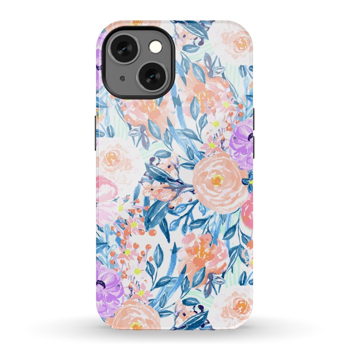 iPhone 13 StrongFit Modern watercolor garden floral paint by InovArts