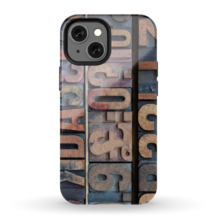 iPhone 13 mini StrongFit Old Wooden Print Blocks by Andrea Haase