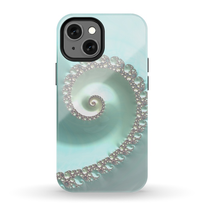 iPhone 13 mini StrongFit Fantastic Turquoise Fractal by Andrea Haase