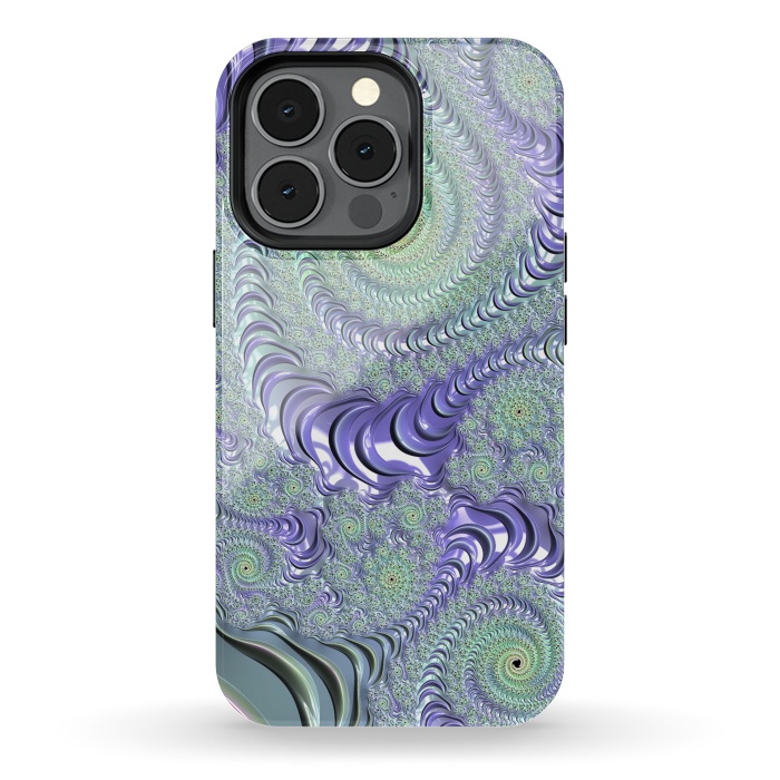 iPhone 13 pro StrongFit Teal And Purple Fractal Design by Andrea Haase