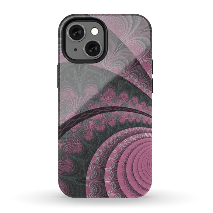 iPhone 13 mini StrongFit Pink Fractal Design by Andrea Haase