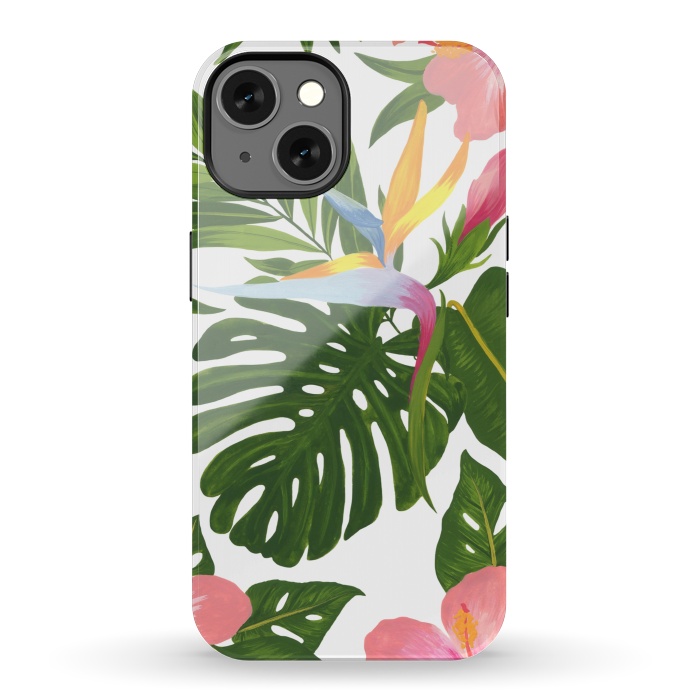 iPhone 13 StrongFit Bird Of Paradise Jungle Floral Print by Becky Starsmore