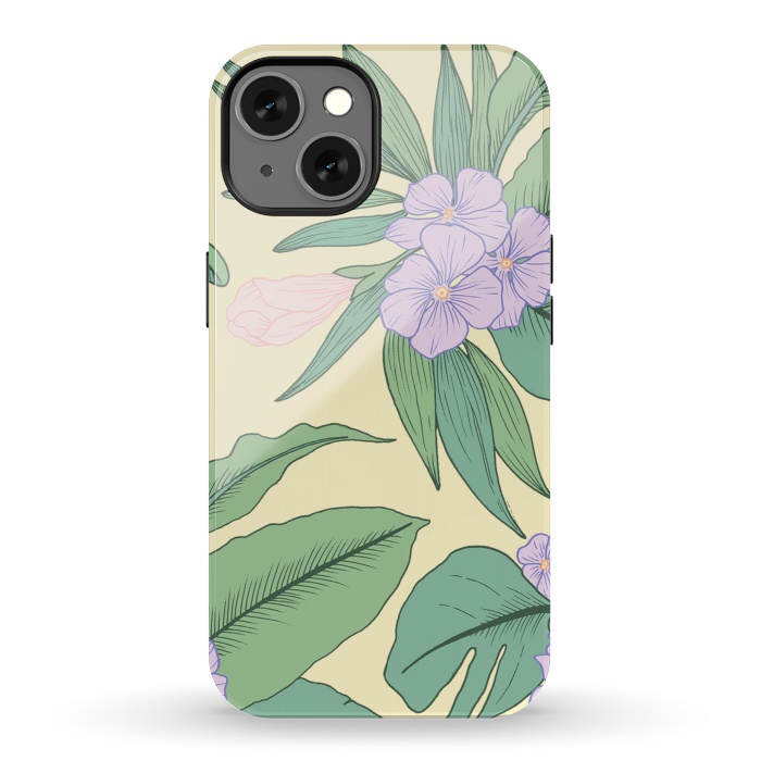 iPhone 13 StrongFit Yellow Tropical Floral Print by Becky Starsmore