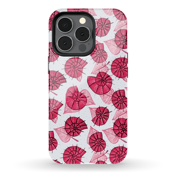 iPhone 13 pro StrongFit Pink Snails And LeavesPattern by Boriana Giormova
