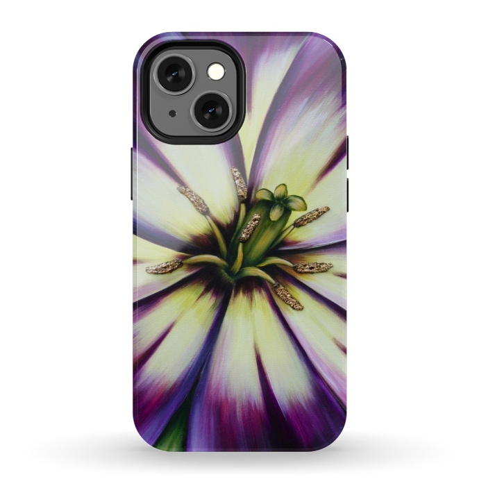 iPhone 13 mini StrongFit Plum Tulip by Denise Cassidy Wood