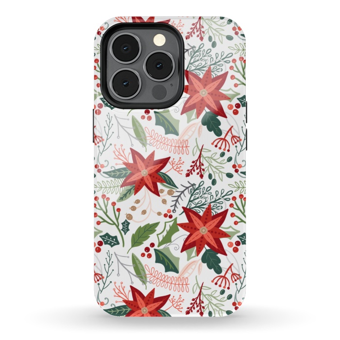 iPhone 13 pro StrongFit Festive Poinsettias by Noonday Design