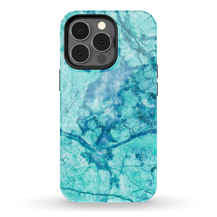 iPhone 13 pro StrongFit Turquoise Marble by Art Design Works