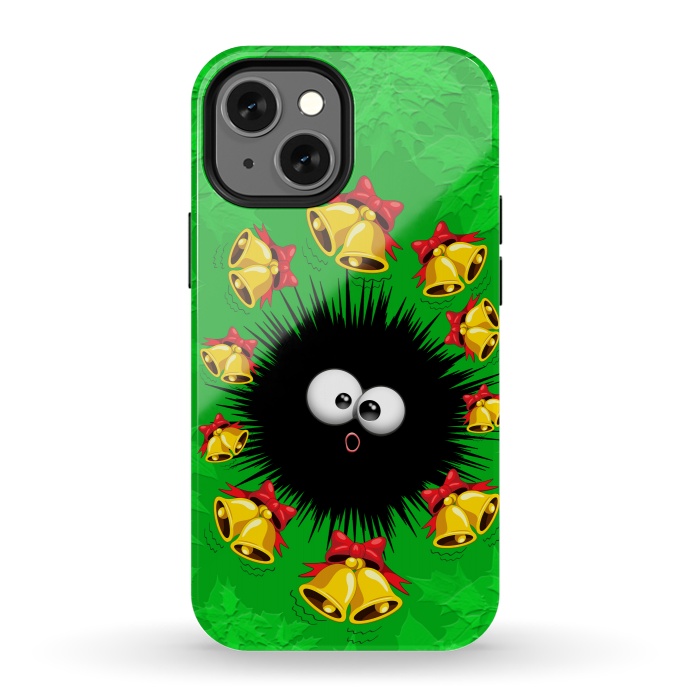 iPhone 13 mini StrongFit Fuzzy Funny Christmas Sea Urchin Character by BluedarkArt