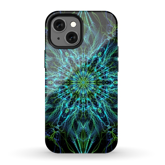 iPhone 13 mini StrongFit Neon Mandala I by Art Design Works