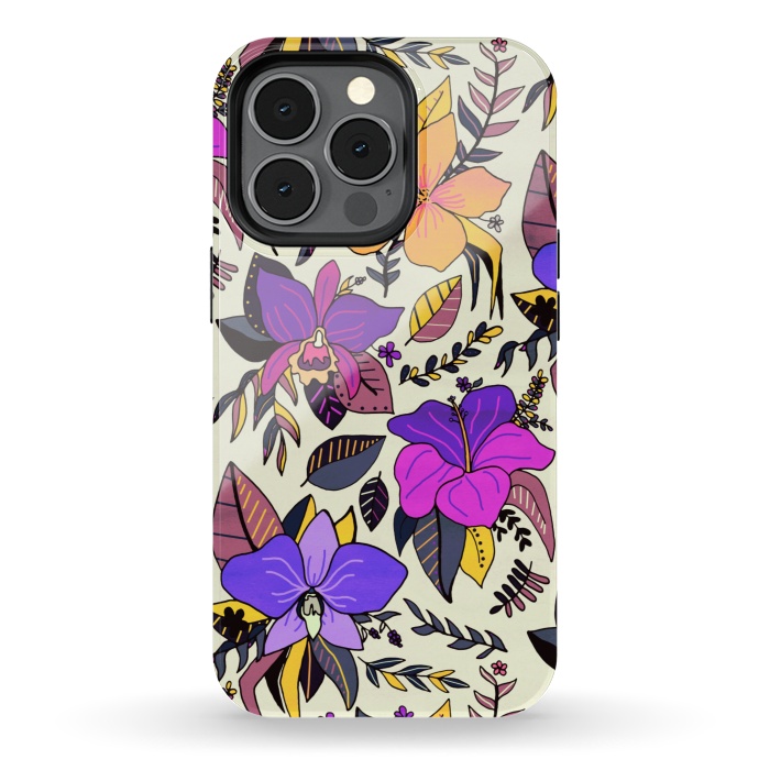 iPhone 13 pro StrongFit Sunset Tropical Floral by Tigatiga