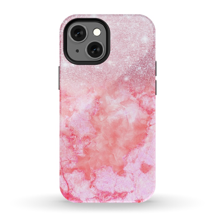 iPhone 13 mini StrongFit Glitter on Pink Blush Agate  by  Utart