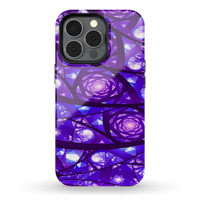 iPhone 13 pro StrongFit Purple Fractal Pattern by Art Design Works