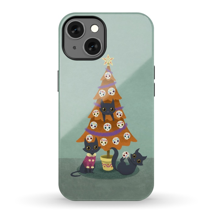 iPhone 13 StrongFit Meowy christmas sugarskulls by Laura Nagel