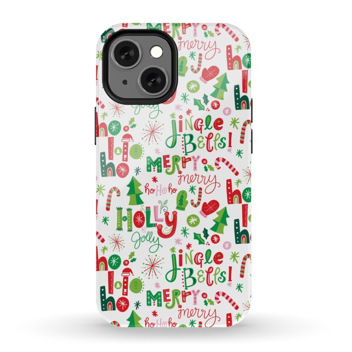 iPhone 13 mini StrongFit Festive Christmas Lettering by Noonday Design