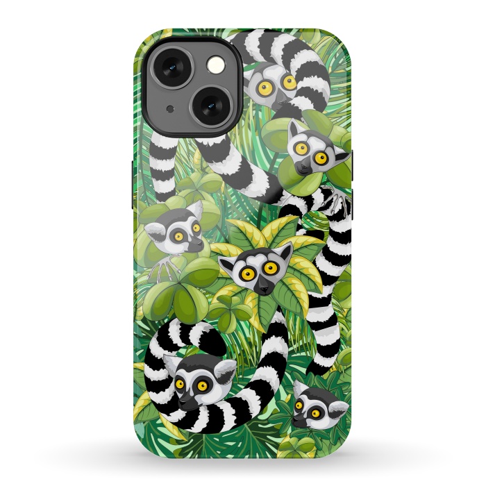 iPhone 13 StrongFit Lemurs of Madagascar on Rainforest  by BluedarkArt