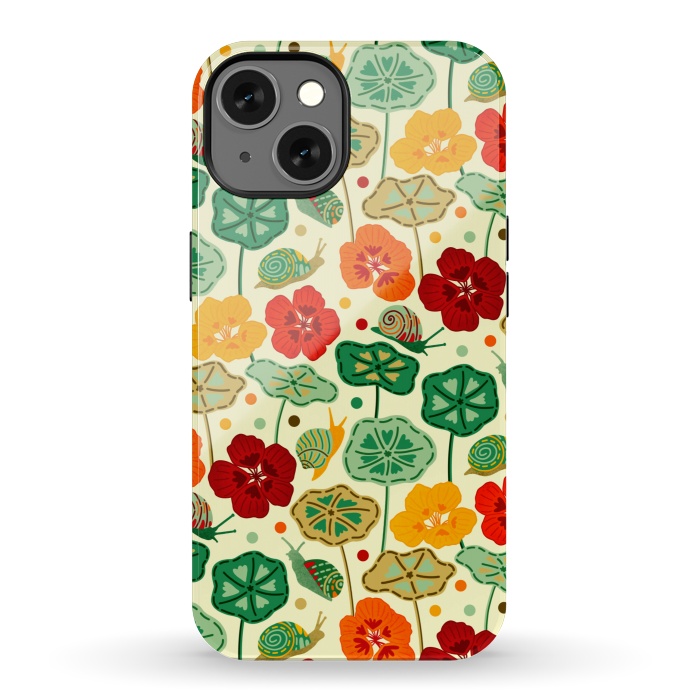 iPhone 13 StrongFit Nasturtiums & Snails  by Tigatiga