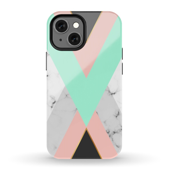 iPhone 13 mini StrongFit Marbled Aquamarine In Vertical by ArtsCase
