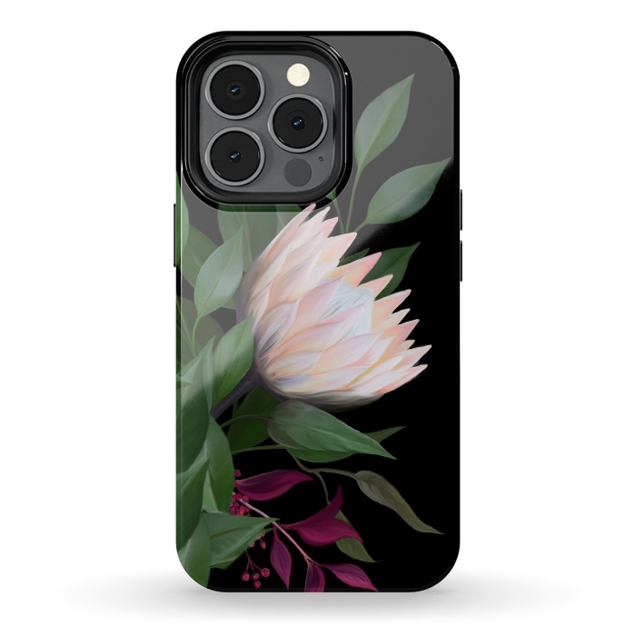 iPhone 13 pro StrongFit Painted Protea by Elzbieta Malyska