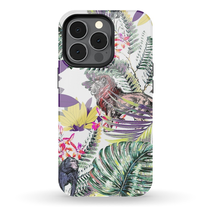 iPhone 13 pro StrongFit Lion and colorful tropical plants by Oana 