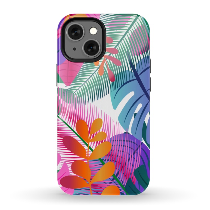 iPhone 13 mini StrongFit tropical leaves pattern by MALLIKA