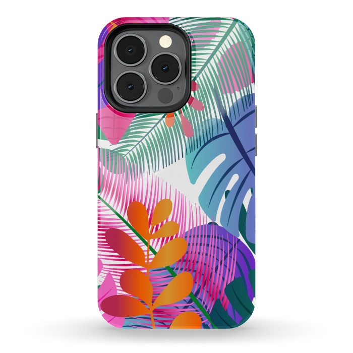 iPhone 13 pro StrongFit tropical leaves pattern by MALLIKA