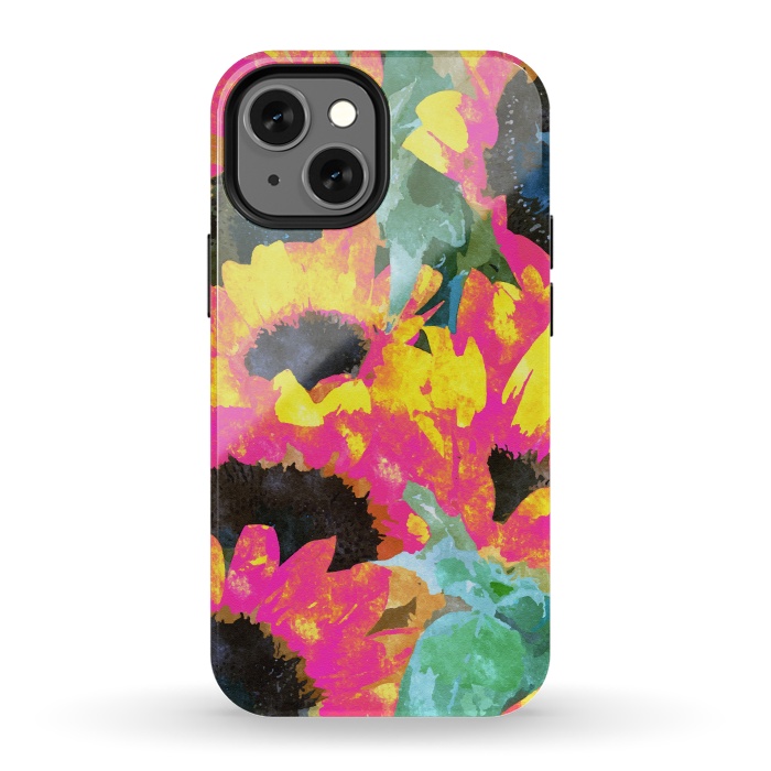 iPhone 13 mini StrongFit Pink Sunflowers by Uma Prabhakar Gokhale