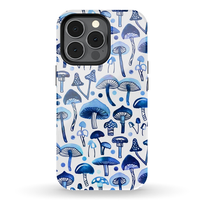 iPhone 13 pro StrongFit Blue Mushrooms by Tigatiga