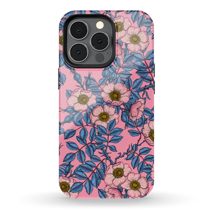 iPhone 13 pro StrongFit Dog rose pattern by Katerina Kirilova