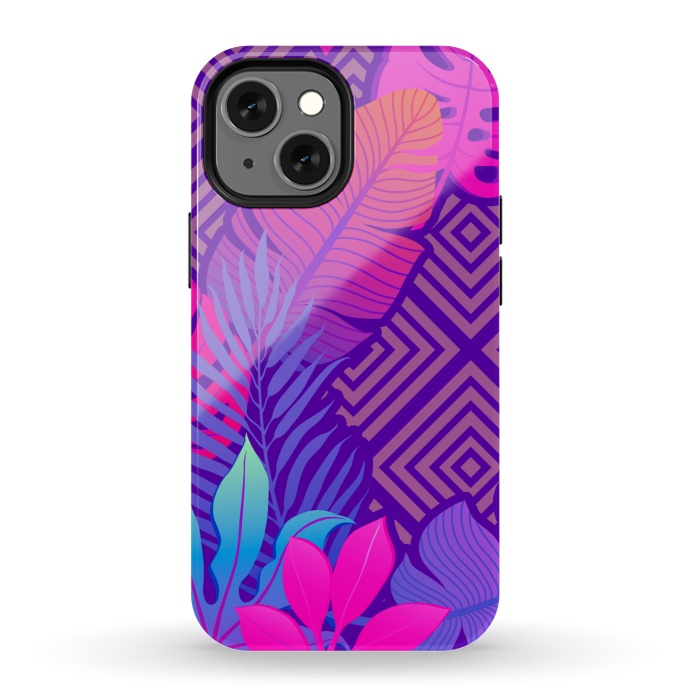iPhone 13 mini StrongFit Tropical Lines And Leaves Patterns by ArtsCase