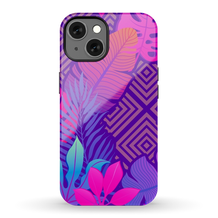 iPhone 13 StrongFit Tropical Lines And Leaves Patterns by ArtsCase