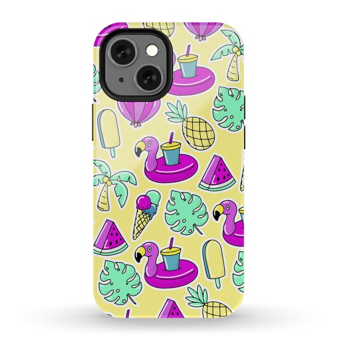 iPhone 13 mini StrongFit Summer And Flamingos In Color by ArtsCase