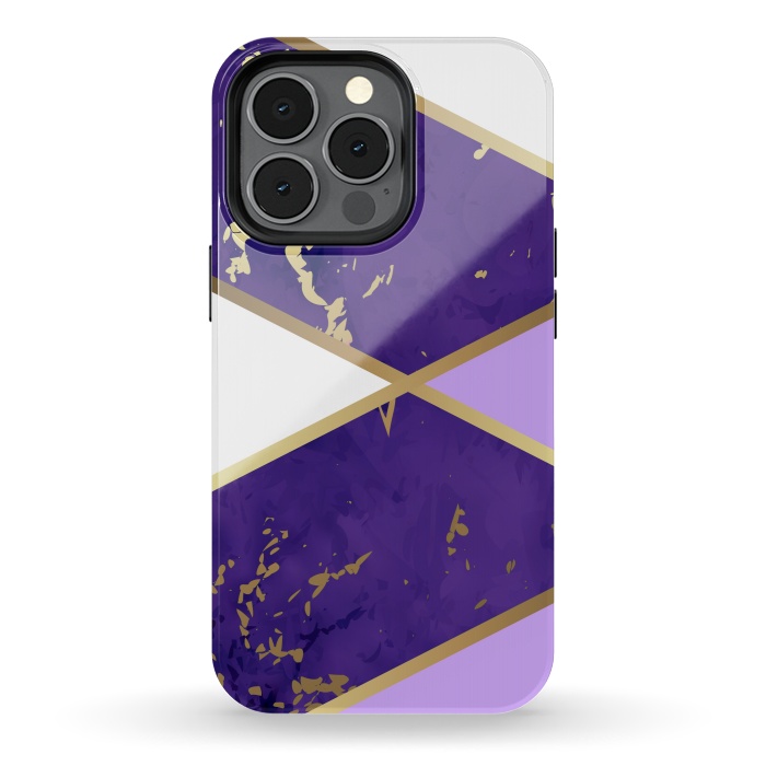 iPhone 13 pro StrongFit Geometric Purple Marble by ArtsCase