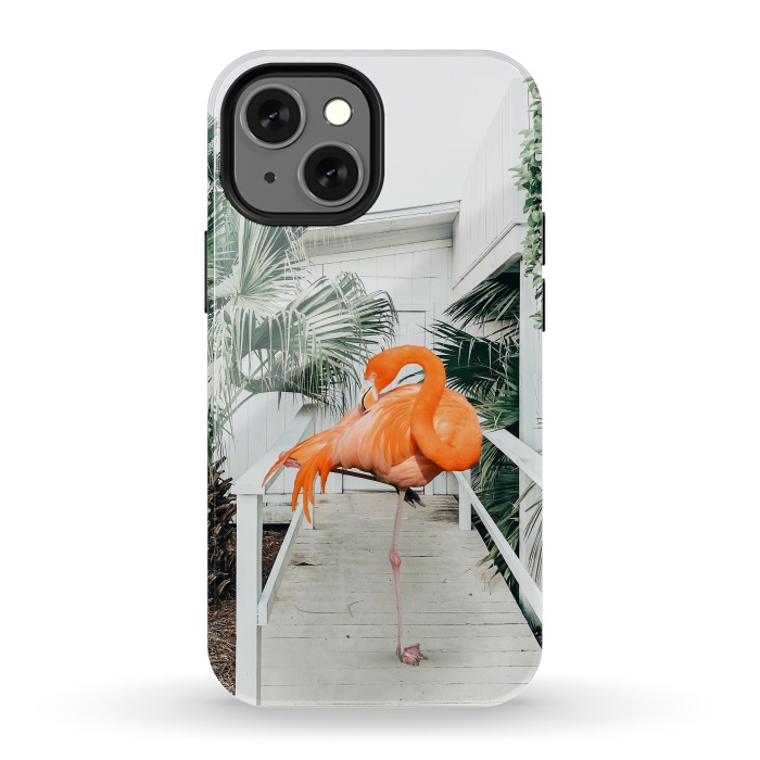 iPhone 13 mini StrongFit Flamingo Beach House by Uma Prabhakar Gokhale