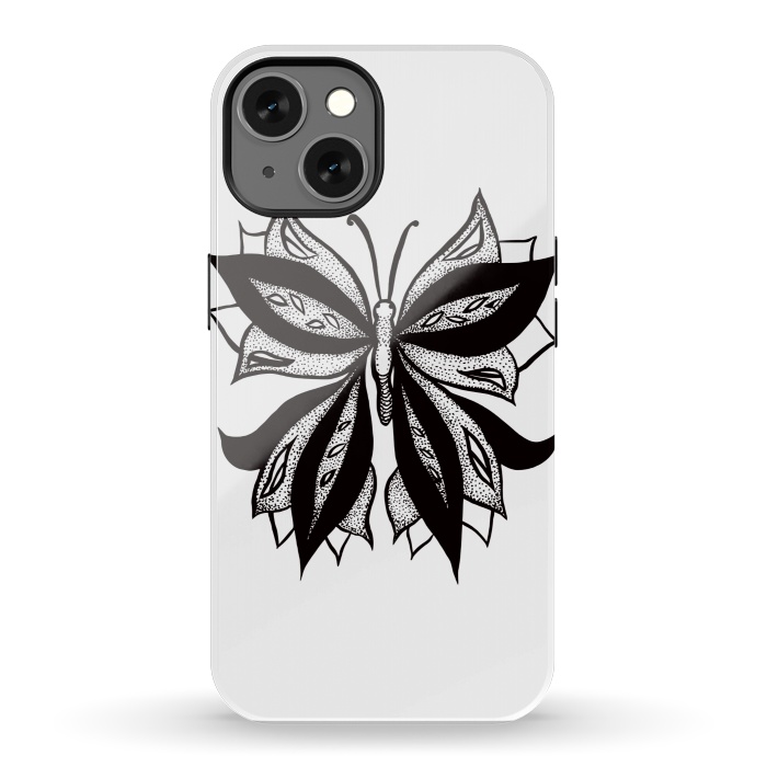 iPhone 13 StrongFit Abstract Butterfly Stipple Shaded Ink Drawing by Boriana Giormova