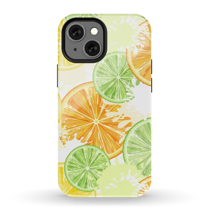 iPhone 13 mini StrongFit Citrus Watercolors Fresh Summer Pattern by BluedarkArt