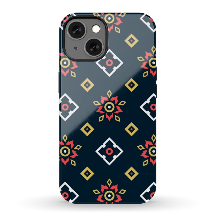 iPhone 13 StrongFit BLACK RED ETHNIC PATTERN by MALLIKA