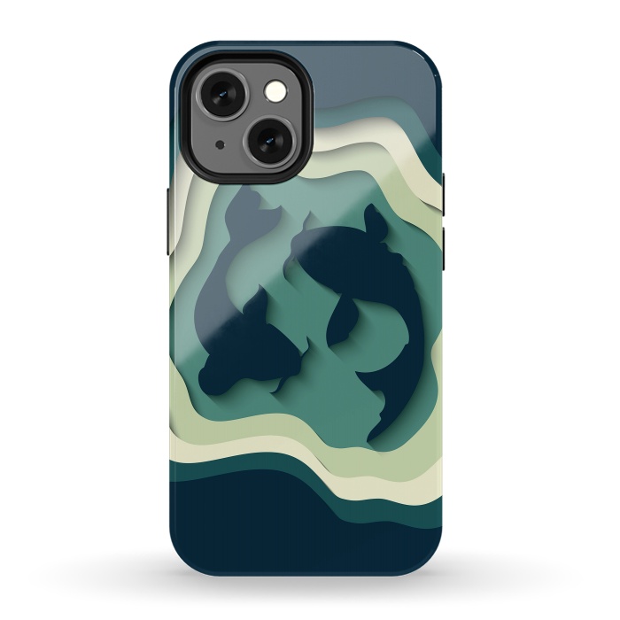 iPhone 13 mini StrongFit Paper Cutout Koi Fish 016 by Jelena Obradovic