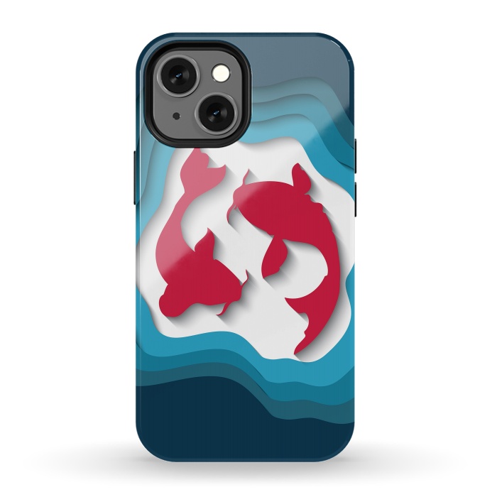 iPhone 13 mini StrongFit Paper Cutout Koi Fish 017 by Jelena Obradovic