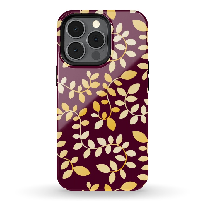 iPhone 13 pro StrongFit GOLDEN LEAVES PATTERN by MALLIKA