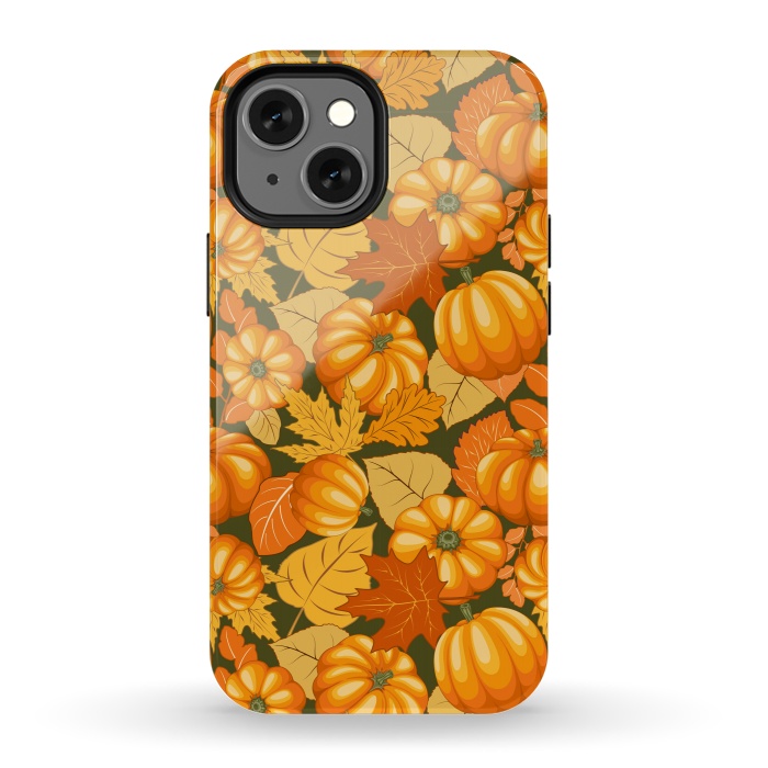 iPhone 13 mini StrongFit Pumpkins and Autumn Leaves Party by BluedarkArt