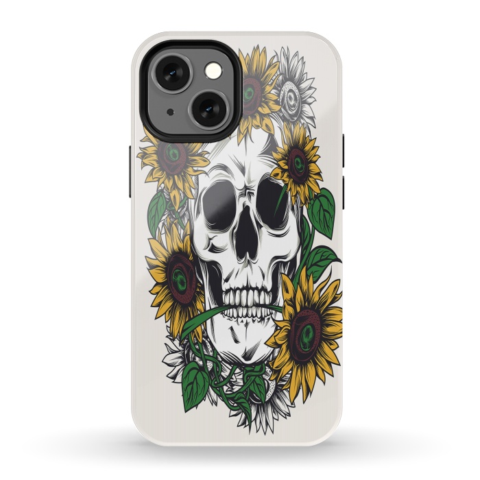 iPhone 13 mini StrongFit Skull Sunflower by Joanna Vog