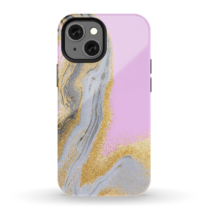 iPhone 13 mini StrongFit Black and golden liquid marble texture by ArtsCase