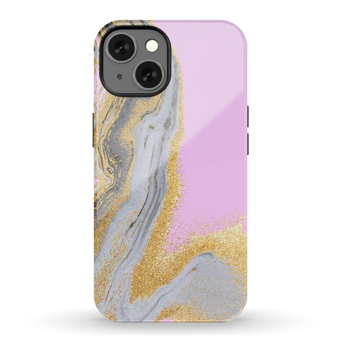 iPhone 13 StrongFit Black and golden liquid marble texture by ArtsCase