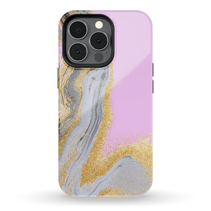 iPhone 13 pro StrongFit Black and golden liquid marble texture by ArtsCase
