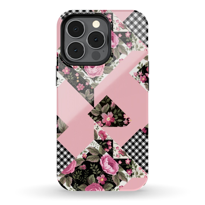 iPhone 13 pro StrongFit elegant roses with pink background by ArtsCase