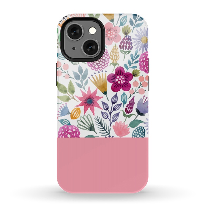 iPhone 13 mini StrongFit watercolor flowers for summer by ArtsCase